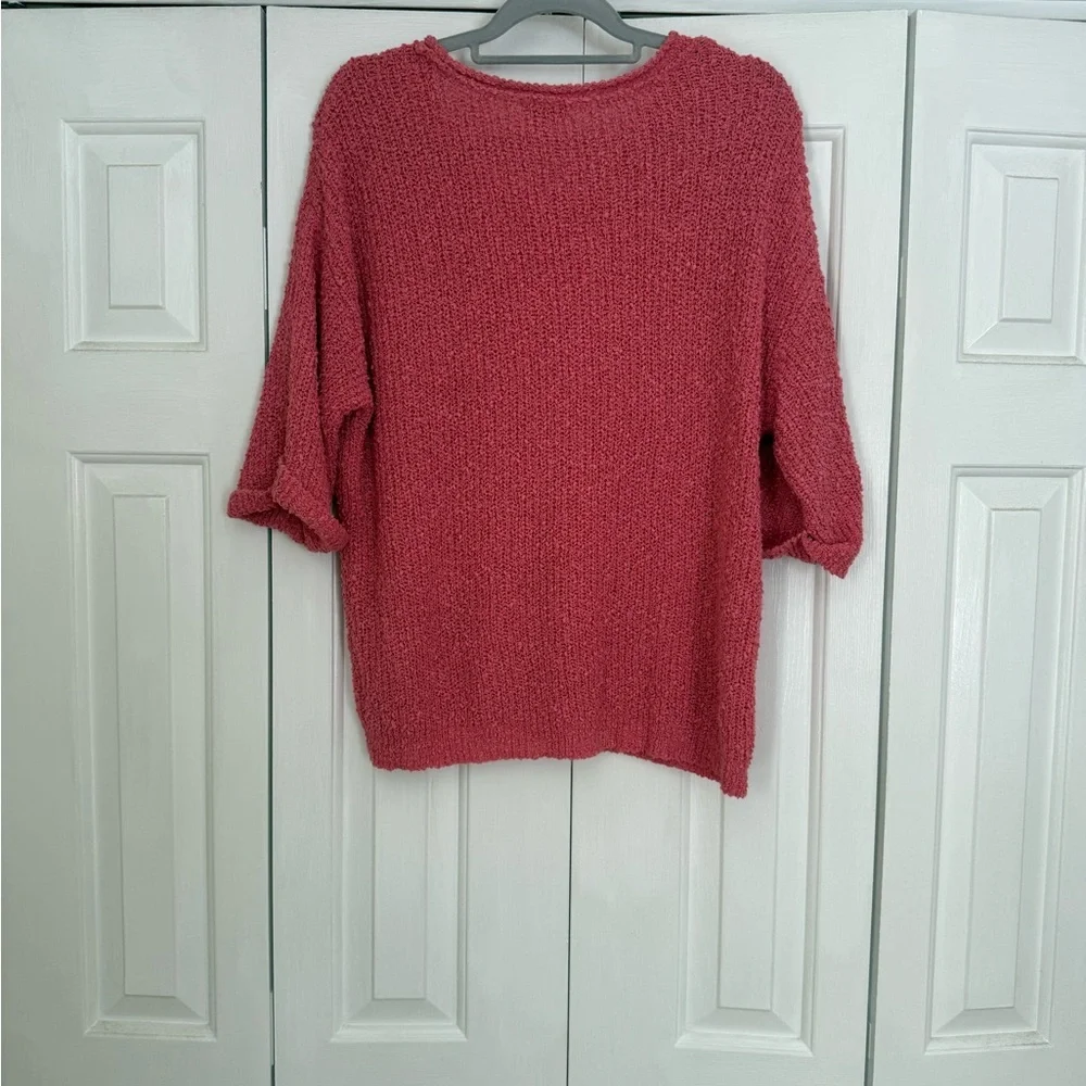 Versona Women’s Pink Short Sleeve Knit Sweater With Pocket Feminine Size Large - Picture 4 of 6